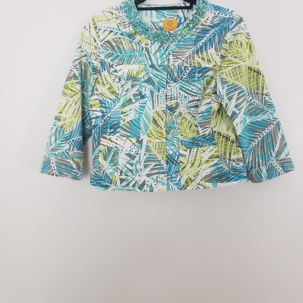 Ruby Rd denim jacket with turquoise trim D2